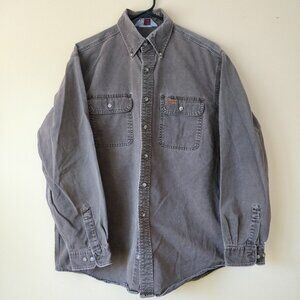 Vintage Mens Carhartt Button Down Long Sleeve Work Shirt Brown Medium or Large*